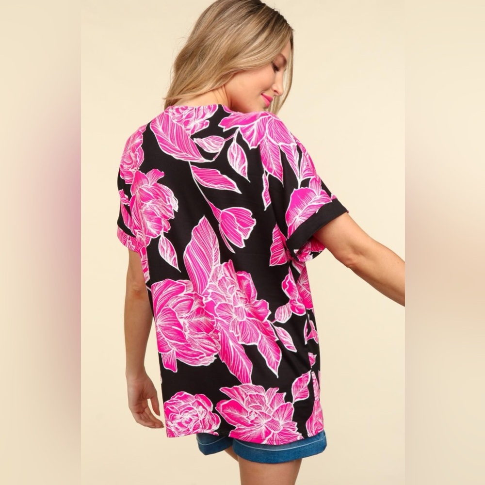 Haptics Floral Drop Shoulder T-Shirt - Picture 2 of 4